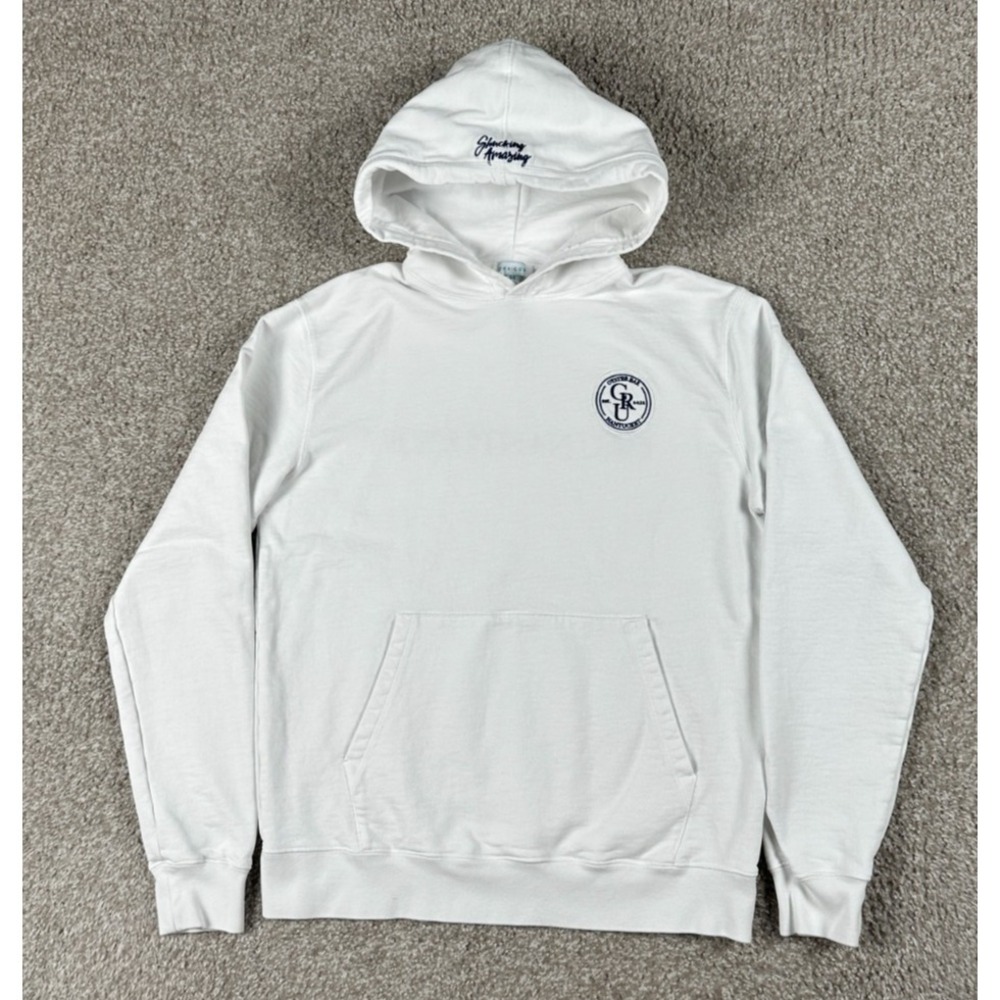 Okaicos Hoodie Mens Medium White Pullover Sweatshirt Cru Nantucket Oyster Bar